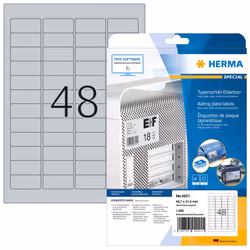 HERMA 4221, Argent, Rectangle aux angles arrondis, Permanent, A4, Polyester, Mat