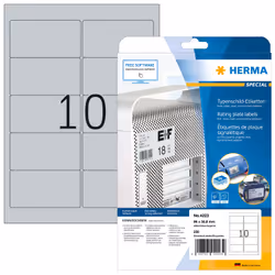 HERMA 4223, Argent, Rectangle aux angles arrondis, Permanent, A4, Polyester, Mat