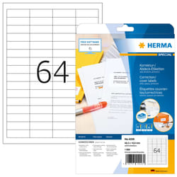 HERMA Étiquettes couvrantes/correctrices A4 48.3x16.9 mm, blanches, papier mat, opaques, 1600 pcs