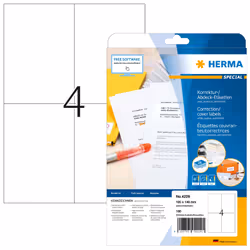 HERMA Étiquettes couvrantes/correctrices A4 105x148 mm, blanches, papier mat, opaques, 100 pcs, Blanc, Imprimante d'étiquette ...