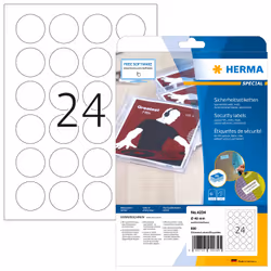 HERMA Étiquettes de sécurité A4 Ø 40 mm rondes, blanches, extrêmement adhésives, film mat, 600 pcs, Blanc, Imprimante d'étiqu ...