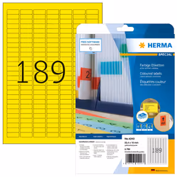 HERMA Étiquettes couleur A4 25.4x10 mm, jaunes, papier mat, 3780 pcs, Jaune, Imprimante d'étiquette adhésive, A4, Papier, Las ...