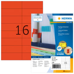 HERMA Étiquettes couleur A4 105x37 mm, rouges, papier mat, 1600 pcs