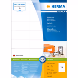 HERMA Étiquettes Premium A4 70x33.8 mm, blanches, papier mat, 2400 pcs - Vue supplémentaire 2