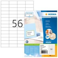 HERMA Étiquettes Premium A4 52.5x21.2 mm, blanches, papier mat, 5600 pcs