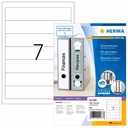 HERMA Étiquettes classeur A4 192x38 mm, blanches, papier mat, opaques, 700 pcs, Blanc, Imprimante d'étiquette adhésive, A4, P ...