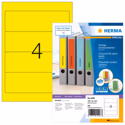 HERMA Étiquettes classeur A4 192x61 mm, jaunes, papier mat, opaques, 400 pcs, Jaune, Imprimante d'étiquette adhésive, A4, Pap ...