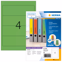 HERMA Étiquettes classeur A4 192x61 mm, vertes, papier mat, opaques, 400 pcs, Vert, Imprimante d'étiquette adhésive, A4, Papi ...