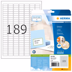 HERMA Étiquettes Premium A4 25.4x10 mm, blanches, papier mat, 4725 pcs, Blanc, Imprimante d'étiquette adhésive, A4, Papier, L ...