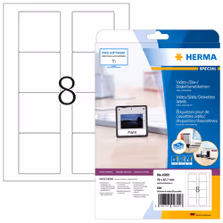 HERMA Étiquettes pour disquettes A4 70x67.7 mm, blanches, papier mat, 200 pcs, Blanc, Imprimante d'étiquette adhésive, A4, Pa ...