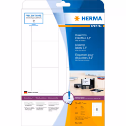HERMA Étiquettes pour disquettes A4 70x67.7 mm, blanches, papier mat, 200 pcs