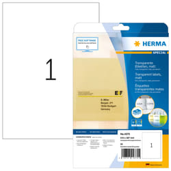 HERMA Étiquettes transparentes mates A4 210x297 mm, en film synthétique, 25 pcs