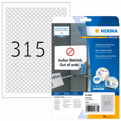 HERMA Étiquettes amovibles A4 Ø 10 mm rondes, blanches, Movables/amovibles, papier mat, 7875 pcs, Blanc, Imprimante d'étiquet ...