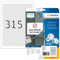 HERMA Étiquettes amovibles A4 Ø 10 mm rondes, blanches, Movables/amovibles, papier mat, 7875 pcs