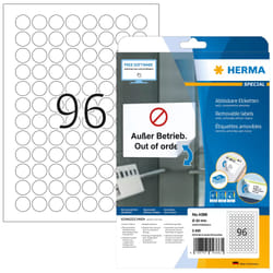 HERMA Étiquettes amovibles A4 Ø 20 mm rondes, blanches, Movables/amovibles, papier mat, 2400 pcs