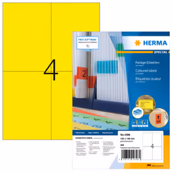 HERMA 4396, Jaune, Imprimante d'étiquette adhésive, A4, Papier, Laser/a jet d'encre, Permanent