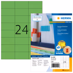 HERMA 4409, Vert, Rectangle, Permanent, Papier, Mat, Laser/a jet d'encre