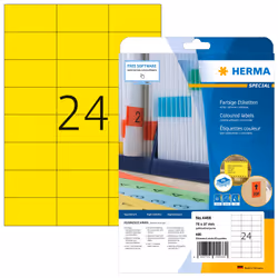 HERMA 4466, Jaune, Imprimante d'étiquette adhésive, A4, Papier, Laser/a jet d'encre, Amovible