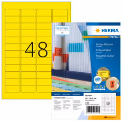 HERMA 4544, Jaune, Rectangle aux angles arrondis, Mat, 45,7 mm, 21,2 mm, 4800 pièce(s)