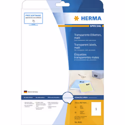HERMA A4, Transparent, Rectangle, Permanent, A4, Universel, Polyester