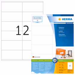 HERMA 4635, Blanc, Rectangle, Permanent, Papier, Mat, Laser/a jet d'encre