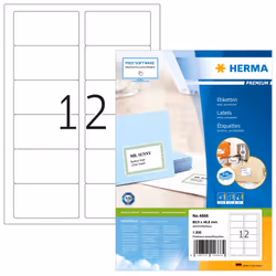 HERMA 4666, Blanc, Papier, Laser/a jet d'encre, Mat, Permanent, Rectangle aux angles arrondis