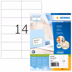 HERMA 4674, Blanc, Rectangle, Permanent, Papier, Mat, Laser/a jet d'encre