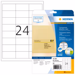 HERMA 4681, Transparent, Imprimante d'étiquette adhésive, A4, Laser, Permanent, Mat