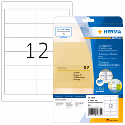 HERMA 4682, Transparent, Imprimante d'étiquette adhésive, A4, Laser, Permanent, Mat