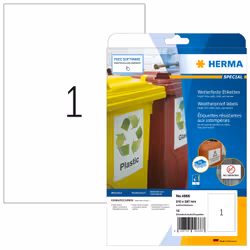 HERMA 4866, Blanc, Imprimante d'étiquette adhésive, A4, Jet d'encre, Permanent, Mat