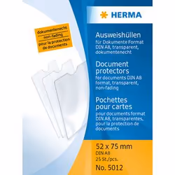 HERMA 5012, Transparent, Polypropylène (PP), 25 pochettes, 52 mm, 75 mm
