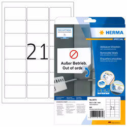 HERMA 5074, Blanc, Rectangle aux angles arrondis, Amovible, Papier, Mat, Laser/a jet d'encre