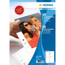 HERMA Fotophan Fotosichthüllen 9x13 cm hoch weiß 10 Hüllen