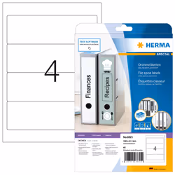 HERMA 8621, Blanc, Rectangle aux angles arrondis, Permanent, A4, Papier, Mat