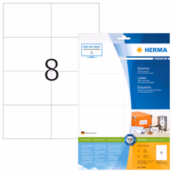 HERMA 8645, Blanc, Rectangle, Permanent, A4, Papier, Mat