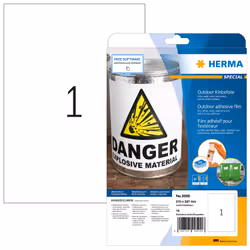 HERMA 9500, Blanc, Imprimante d'étiquette adhésive, A4, Polyoléfine, Laser, Permanent