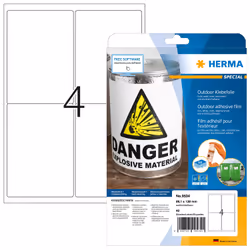 HERMA 9534, Blanc, Imprimante d'étiquette adhésive, A4, Polyoléfine, Laser, Permanent