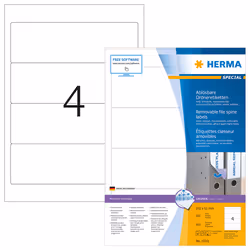 HERMA 10141 étiquette auto-collante Rectangle aux angles arrondis Amovible Blanc 400 pièce(s)