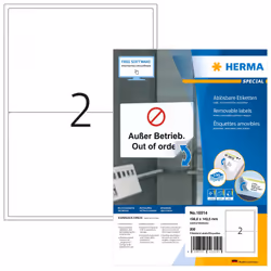 HERMA 10314, Blanc, Rectangle aux angles arrondis, Amovible, Papier, Mat, Laser/a jet d'encre