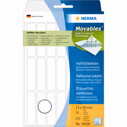 HERMA 10606, Blanc, Rectangle, Allemagne, 13 mm, 50 mm, 672 pièce(s)