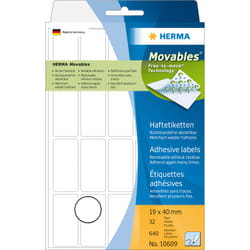 HERMA 10609 étiquette auto-collante Rectangle aux angles arrondis Blanc 640 pièce(s)