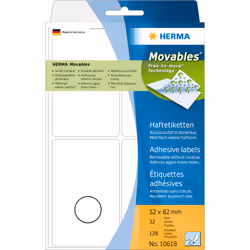 HERMA 10618, Blanc, Rectangle aux angles arrondis, Papier, Allemagne, 52 mm, 82 mm