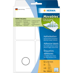 HERMA 10618 étiquette auto-collante Rectangle aux angles arrondis Blanc 128 pièce(s)