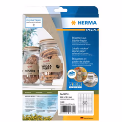 HERMA 10751, Marron, Rectangle, Permanent, 35.6 x 16.9 mm, A4, Papier