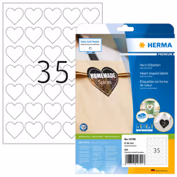 HERMA 10790, Blanc, Cœur, Permanent, Papier, Mat, Laser/a jet d'encre