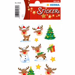 HERMA Autocollant Petit Rudolphe, Papier, Multicolore, Permanent, Little Rudolph, 24 pièce(s), 2 feuilles