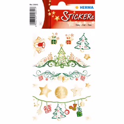 HERMA Stickers créatifs Rêves de Noël, Feuille, Or, Vert, Rouge, Argent, Permanent, Christmas Dreams, Noël, 15 pièce(s)