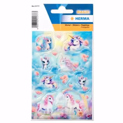 HERMA Stickers Happy Unicorns, Transpuffy