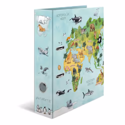 HERMA Motif classeur A4 Carte du monde, A4, Anneau en D, Carton, Multicolore, 7 cm, Foie