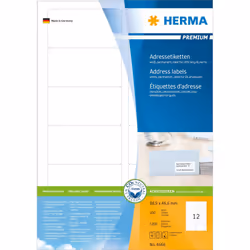HERMA SuperPrint, 88.9x46.6mm, Blanc, 88.9 x 46.6 mm, 1200 pièce(s), 100 feuilles, A4